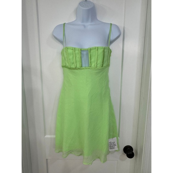 ASOS Dresses & Skirts - ASOS DESIGN corset bust detail bias mini dress in bright green size 2